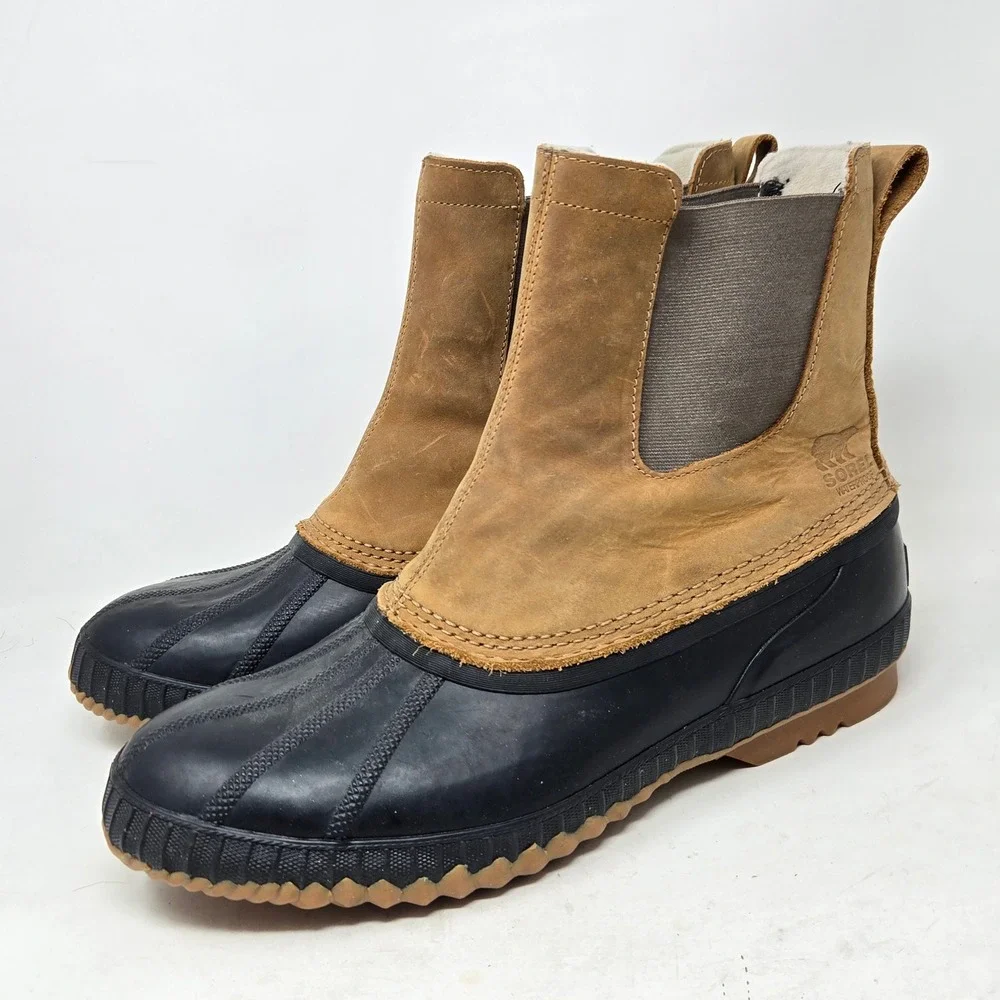 Sorel Cheyanne II Chelsea Waterproof Duck Boots Mens 12‎ Tan Black NM2609-286